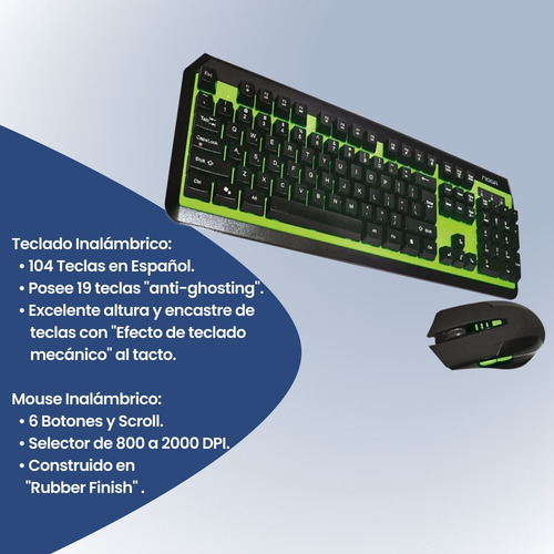 Imagen 6 de 7 de Combo Gamer Teclado + Mouse Inalambrico Noga Nkb-40