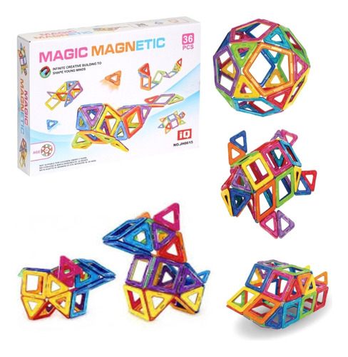 Figuras Magnéticas Construcción 3d Imantadas Magic 36 Piezas