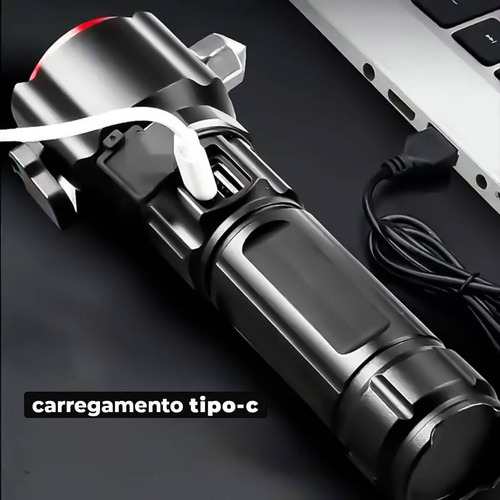 Lanterna Luz De Sabre Tática De Led Com Quebra Vidro 2000m