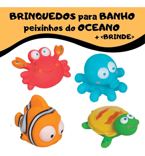 Imagem 1 de 8 de Brinquedo Infantil Banho Bebê Bichinhos Oceano Nemo Buba