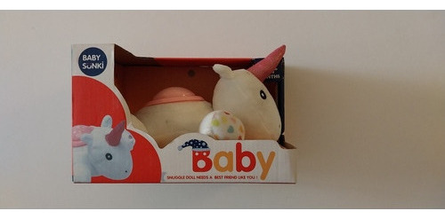 Unicornio Bebe Peluche Apego Juguete Con Sonido Y Luz Color Blanco