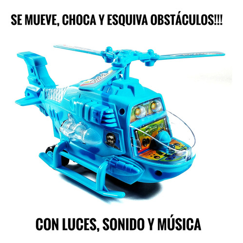 Helicóptero Con Luces Y Sonidos Musica Esquiva Obstáculos Helicóptero Celeste