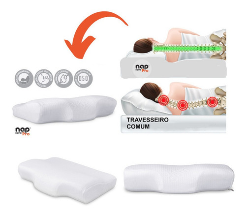 Imagem 2 de 8 de Kit 2 Travesseiros Nasa Cervical Anatômico Ajuste Ideal Ergo