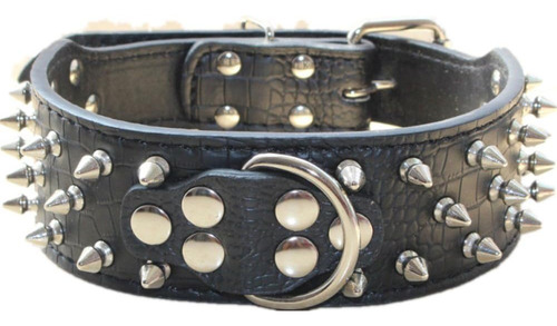 Juego De Collar De Perro Con Tachuelas De Cuero De 2 Pulgada
