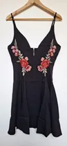 Comprar Vestido Negro Flores Bordadas Talla M Nuevo Importado Stock