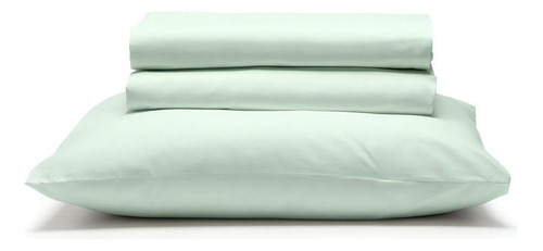 Lençol com elástico Casablanca Lençol Percal 400 Fios Extra Macio cor verde-claro com desenho lisa para colchão de 110cm x 200cm x 30cm