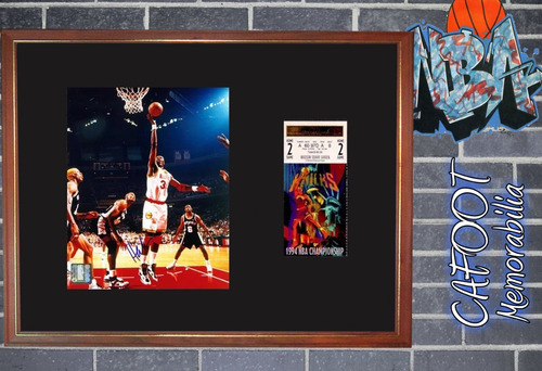 Hakeem Olajuwon Houston Campeon Nba 1994 Foto Firma Entrada