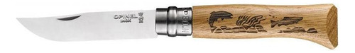 Cuchillo Opinel N°8 Con Grabado De Truchas Color Crema