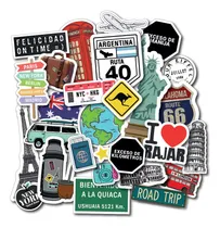 Comprar Stickers Calcos Viajar Mundo Para Termo Celu Compu Mate