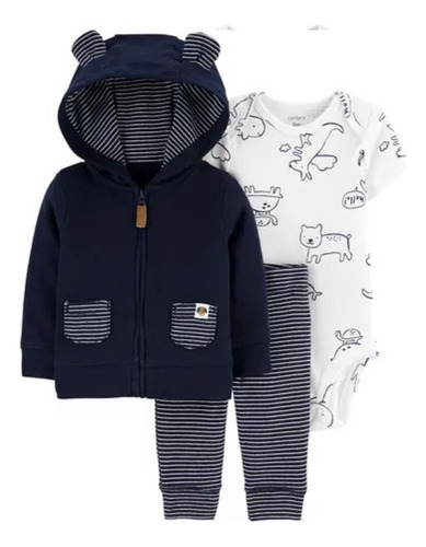 Carters Set 3 Piezas Body Campera Pantalon Animales