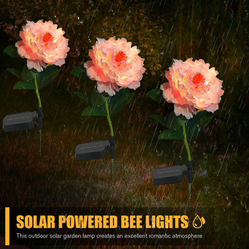 Lámpara Solar Con Enchufe De Tierra Con Forma De Peonía, Ip6