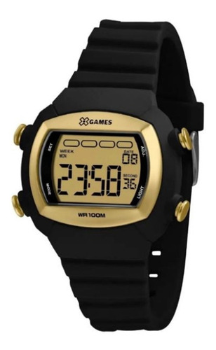 Relógio Xgames Preto E Dourado Quadrado Xlppd053 Cxpx