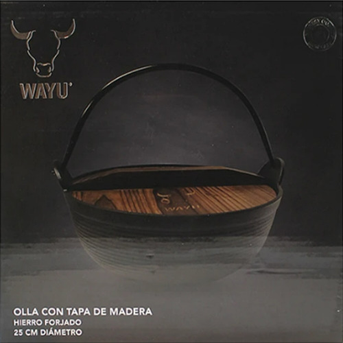 Olla Iron Cast Con Tapa De Madera Wayu-mimbral