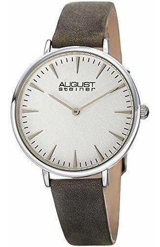 August Steiner Grained Clear Women's Watch - Quartz Movement