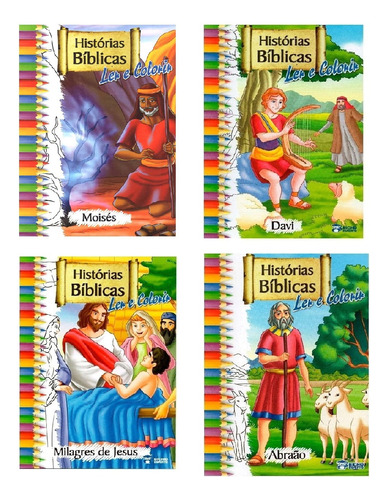 Livro De Histórias Bíblicas Para Ler E Colorir Infantil-1un