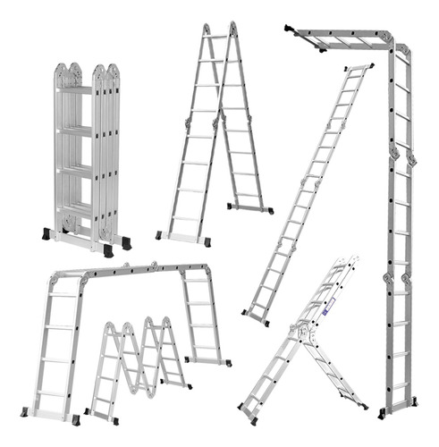 Escalera 4,60 M Multifuncion Combinada En Aluminio - 16 Esca