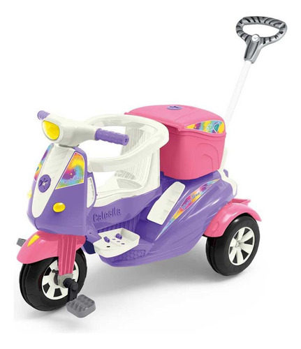 Carrinho Passeio E Pedal Calesita Moto Uno Ref.1036 - Rosa