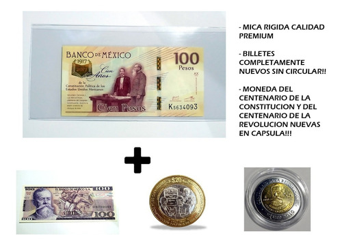 Lote Billete Centenario Constitucion  +  Monedas Y Billete 