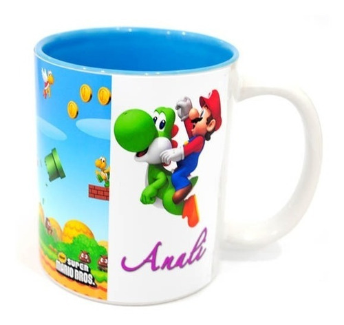 Taza Mario Bros, Con Tu Nombre Para Regalos