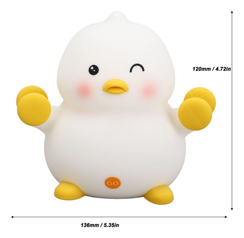 Pat Innovador Duck Bean Nursery Night Usb De Silicona De 3 M
