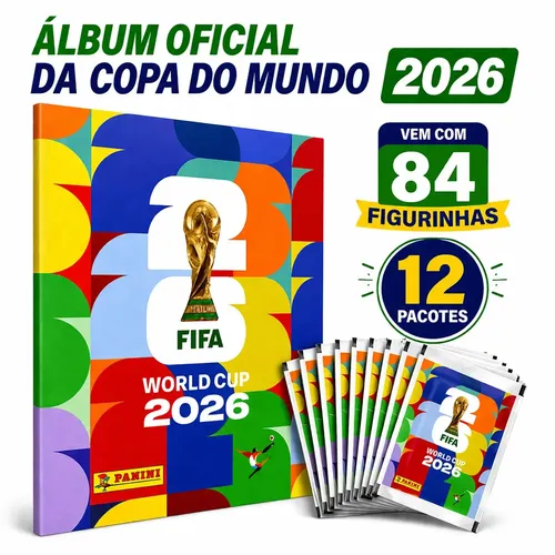 Álbum Copa Do Mundo 2026 + 84 Figurinhas Capa Mole Panini