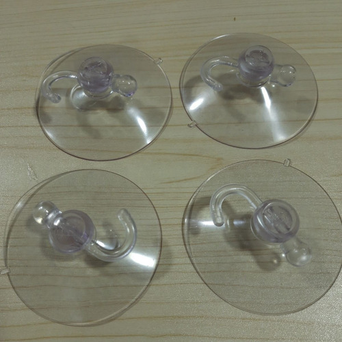 Imagen 3 de 4 de Chupas Para Vidrio 9cm Ø Con Gancho, 4 Unds Ventosa Vidrio