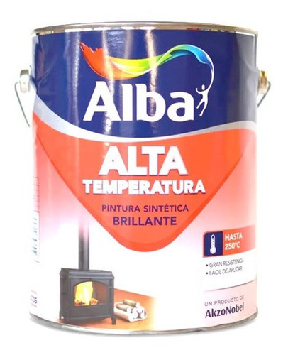 Pintura Esmalte Alta Temperatura Alba 1 Lt Aluminio