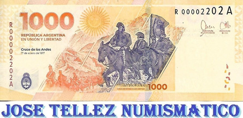 Billete $1000 San Martin Reposicion N Bajo Binum Unc Palermo