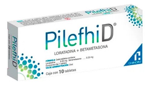 Pilefhi D Loratadina 5mg/ Betametasona0.25mg Caja 10 Tabs