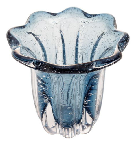 Vaso Wolff Italy De Vidro Azul 14,5cm X 13cm