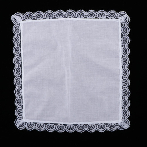 5 Pañuelos Bordados De Encaje, 100% Algodón, Color Blanco
