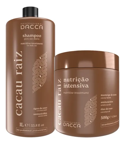 Cacau Raiz Shampoo 1l Máscara De Nutrição Dacca Profissional