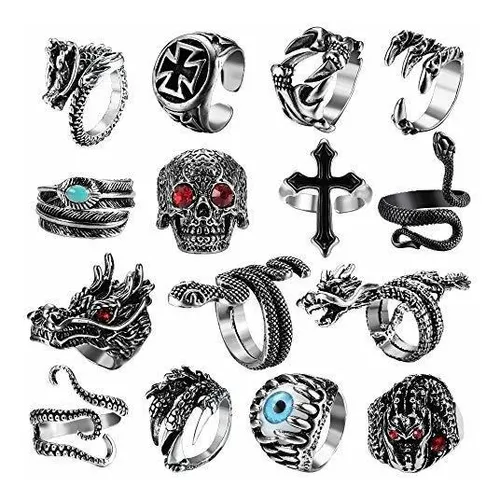 comprar Anillos Bisutería - Jstyle 9-15 Uds.anillos Punk Vintage Par