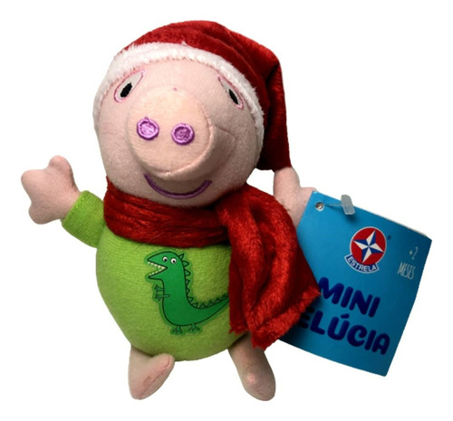Edição Natal - Mini Boneco Pelúcia Porco George Pig Original