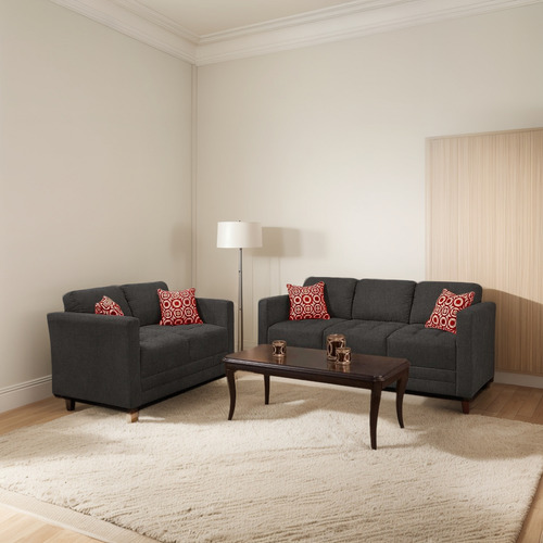 Sala Gissela Lino Gris 2pz Sala Sofa Sillon Mueble Plazas