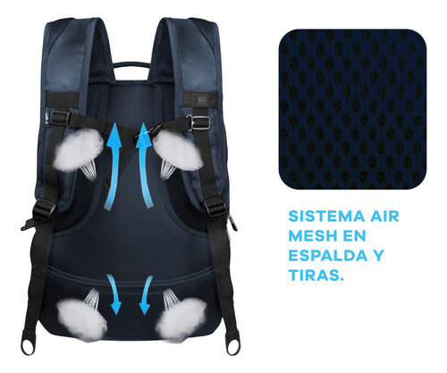 Mochila T-go Ab339 Portanotebook Capacidad Grande 40 Litros Color Azul Diseño de la tela Lisa