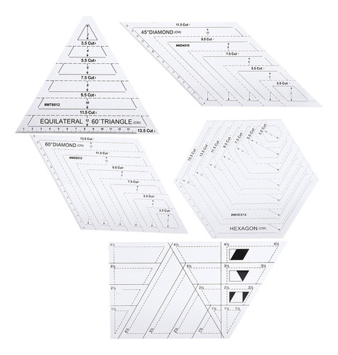 Juego De Reglas Patchwork 5pcs Plantillas De Acolchado Trans