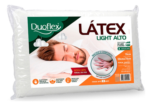 Travesseiro Látex Light Alto Antiácaros