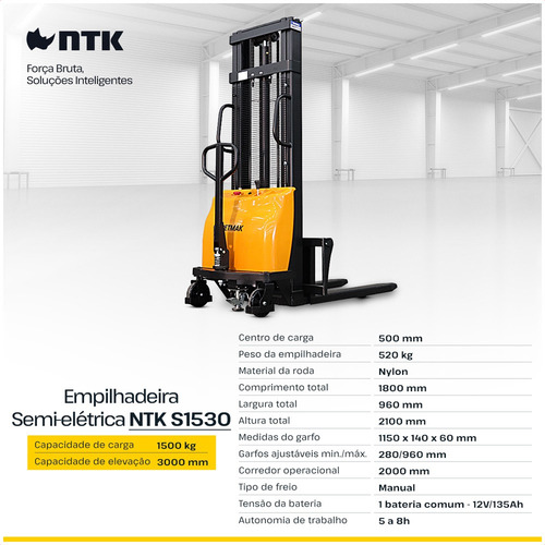 Empilhadeira Semi-elétrica Ntk S1530