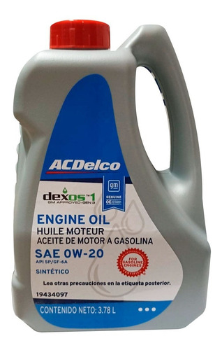 Aceite Acdelco 3.78l Sae 0w20 Sintetico Dexos Gen3