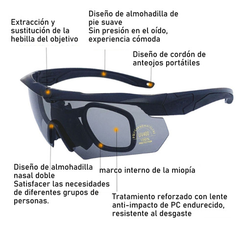 Lentes Polarizados Caballero 3lentes Tácticas Militares Mica