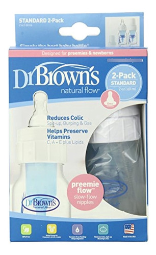 Dr. Brown's Original Bottle, Preemie, 2 Oz, Paquete De 2