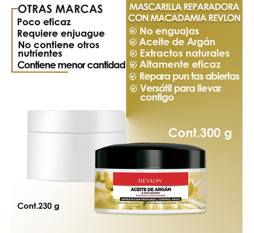 Mascarilla Reparadora De Cabello Revlon Aceite De Argan 300g