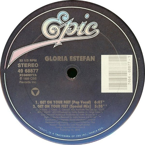 Vinilo Gloria Estefan  -  Get On Your Feet  -  Like New