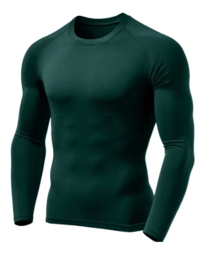 Remera Termica Uv50+segunda Piel Malla Fria Verde Militar