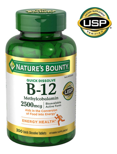 Vitamina B-12  2500 Mcg Natures Bounty 300 Unidades Usa