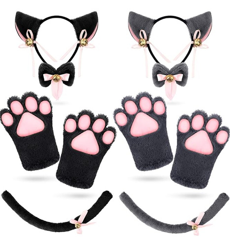 Juego 2 Accesorios Para Disfraz Gato Orejas Gato Cuello Cola