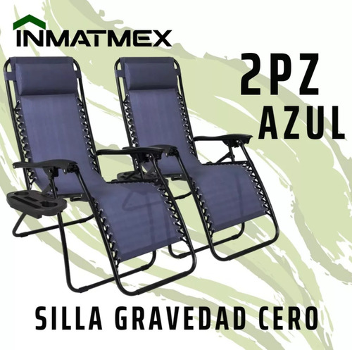 Silla De Playa Y Jardin Plegable Moderna Duo Pack Color Azul