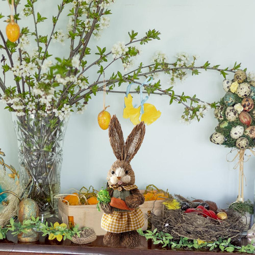 Simulación De Paja De Pascua Conejo Artificial De Pascua B