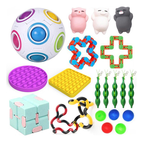 Aa 21 Piezas Pop It Sensory Fidget Juguetes Aliviar Juguete